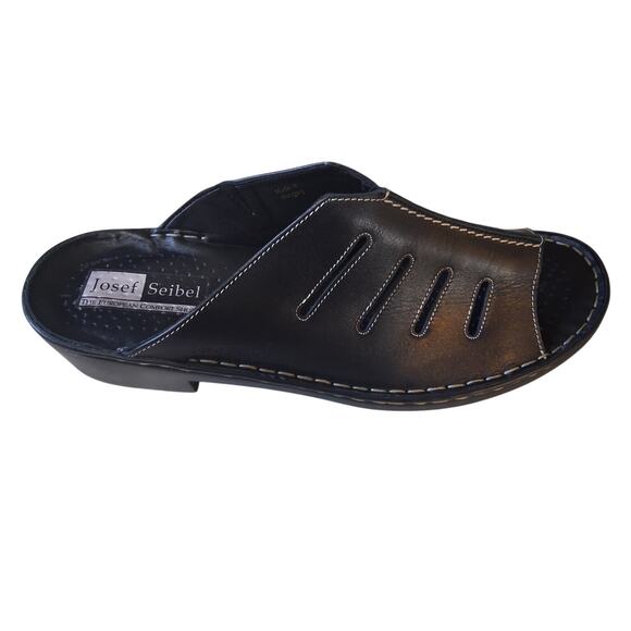 Josef Seibel Shoes - Josef Seibel Shoes Size 43 (11) Black Leather Slipon Sandals Excellent Condition